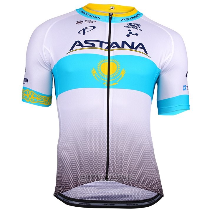 2018 Fahrradbekleidung Astana Wei Blau Trikot Kurzarm und Tragerhose